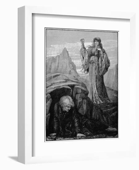 Morgan Le Fay Casts Spell on Merlin-Henry Ryland-Framed Giclee Print