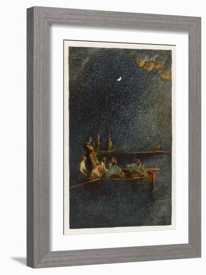 Morgan Takes a Spanish Treasure Ship Then Watches It Burn-Howard Pyle-Framed Art Print