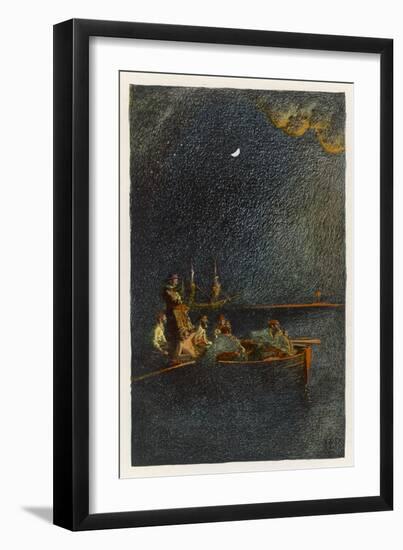 Morgan Takes a Spanish Treasure Ship Then Watches It Burn-Howard Pyle-Framed Art Print