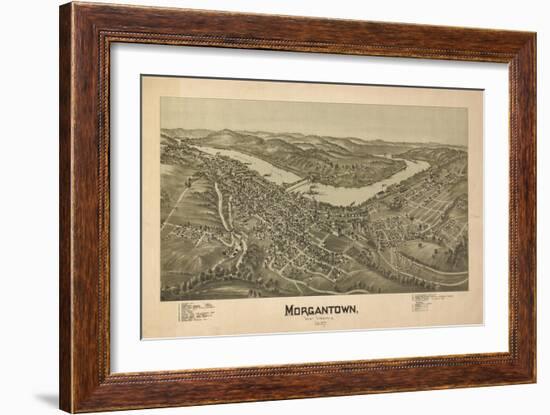 Morgantown, West Virginia - Panoramic Map-Lantern Press-Framed Art Print