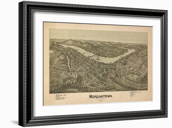 Morgantown, West Virginia - Panoramic Map-Lantern Press-Framed Art Print