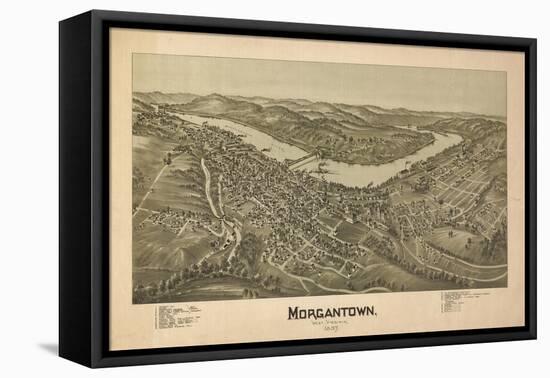 Morgantown, West Virginia - Panoramic Map-Lantern Press-Framed Stretched Canvas