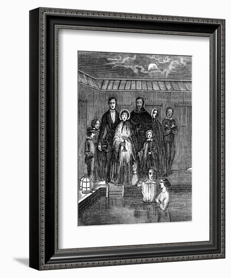Mormon Baptism by Total Immersion, Salt Lake City, Utah, 1853-null-Framed Giclee Print
