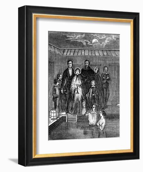 Mormon Baptism by Total Immersion, Salt Lake City, Utah, 1853-null-Framed Giclee Print