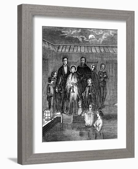 Mormon Baptism by Total Immersion, Salt Lake City, Utah, 1853-null-Framed Giclee Print