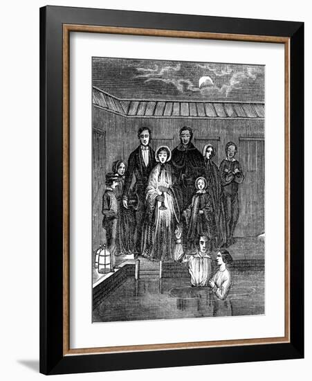 Mormon Baptism by Total Immersion, Salt Lake City, Utah, 1853-null-Framed Giclee Print