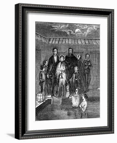 Mormon Baptism by Total Immersion, Salt Lake City, Utah, 1853-null-Framed Giclee Print