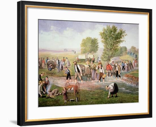 Mormon Pioneers Pulling Handcarts on the Long Journey to Salt Lake City in 1856-null-Framed Giclee Print