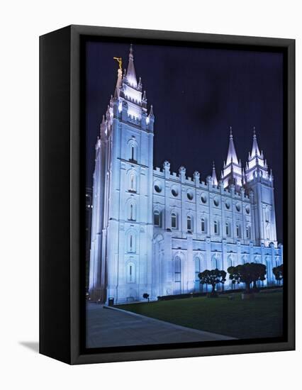 Mormon Salt Lake Temple at Night, Salt Lake City, Utah, USA-Dennis Flaherty-Framed Premier Image Canvas