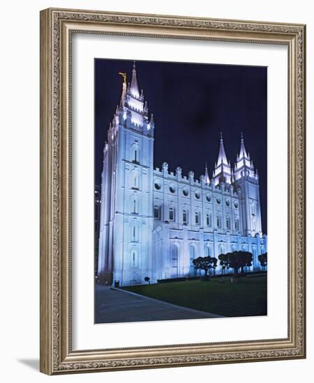 Mormon Salt Lake Temple at Night, Salt Lake City, Utah, USA-Dennis Flaherty-Framed Photographic Print