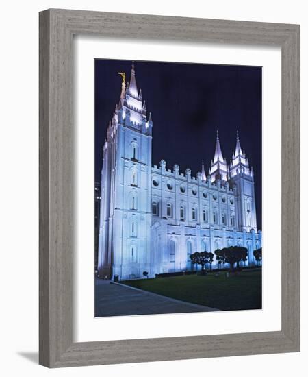 Mormon Salt Lake Temple at Night, Salt Lake City, Utah, USA-Dennis Flaherty-Framed Photographic Print