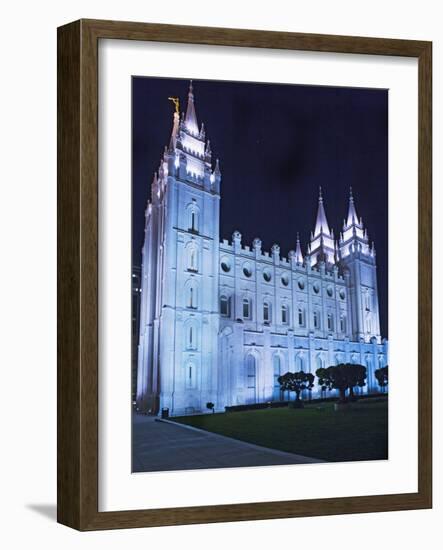 Mormon Salt Lake Temple at Night, Salt Lake City, Utah, USA-Dennis Flaherty-Framed Photographic Print