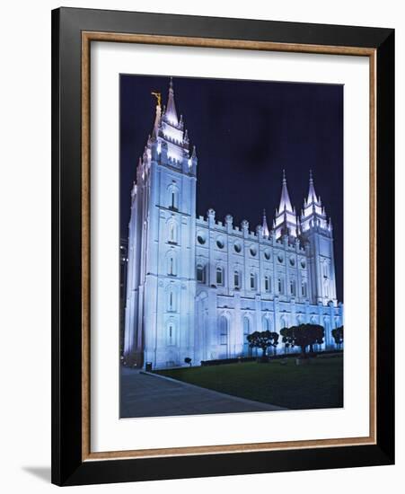 Mormon Salt Lake Temple at Night, Salt Lake City, Utah, USA-Dennis Flaherty-Framed Photographic Print