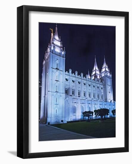 Mormon Salt Lake Temple at Night, Salt Lake City, Utah, USA-Dennis Flaherty-Framed Photographic Print