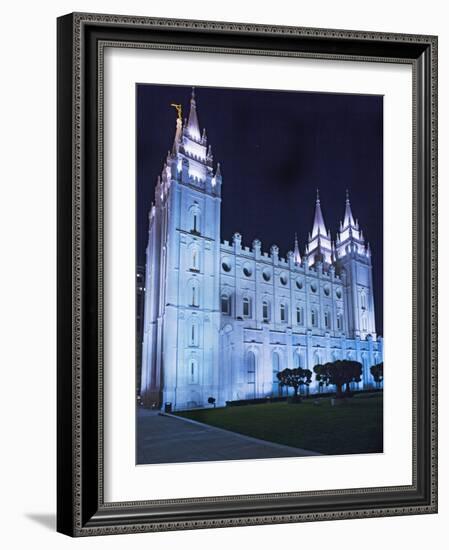 Mormon Salt Lake Temple at Night, Salt Lake City, Utah, USA-Dennis Flaherty-Framed Photographic Print