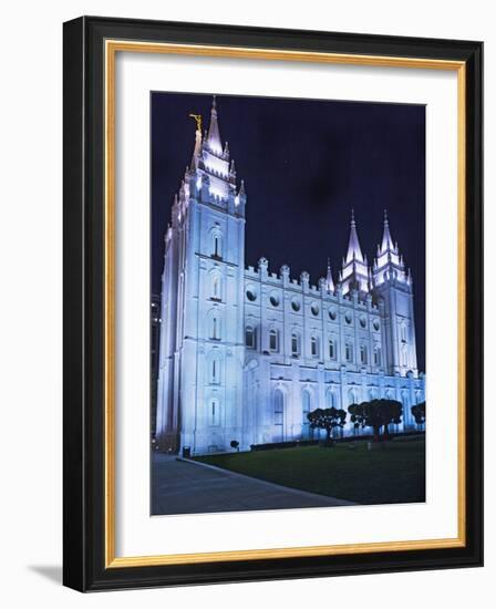 Mormon Salt Lake Temple at Night, Salt Lake City, Utah, USA-Dennis Flaherty-Framed Photographic Print