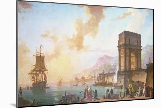 Morning, a Capriccio of a Mediterranean Port-Charles Francois Lacroix de Marseille-Mounted Giclee Print