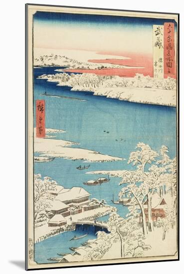 Morning after Snow at Sumida River in Musashi Province, August 1853-Utagawa Hiroshige-Mounted Giclee Print