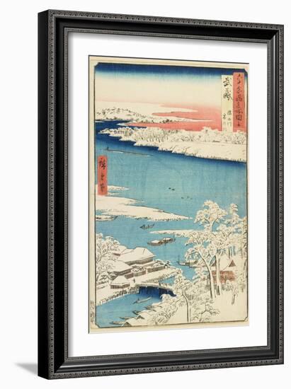 Morning after Snow at Sumida River in Musashi Province, August 1853-Utagawa Hiroshige-Framed Giclee Print