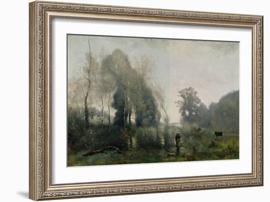 Morning at Ville-D'Arvray Or, the Cowherd, 1868-Jean-Baptiste-Camille Corot-Framed Giclee Print