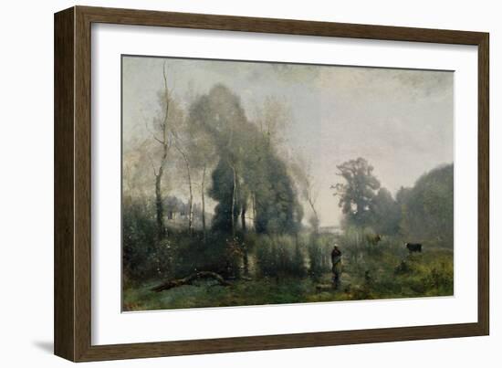 Morning at Ville-D'Arvray Or, the Cowherd, 1868-Jean-Baptiste-Camille Corot-Framed Giclee Print