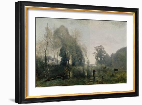 Morning at Ville-D'Arvray Or, the Cowherd, 1868-Jean-Baptiste-Camille Corot-Framed Giclee Print