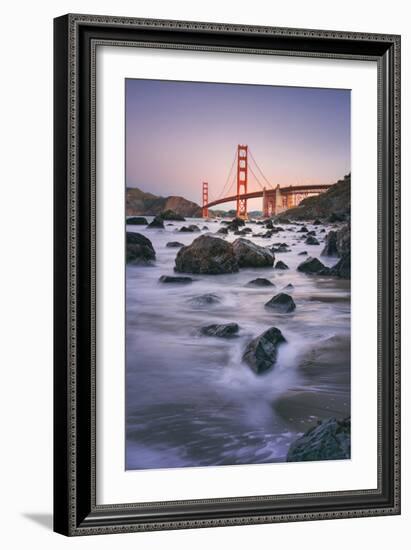 Morning Beach and Golden Gate Bridge - San Francisco, California-Vincent James-Framed Premium Photographic Print