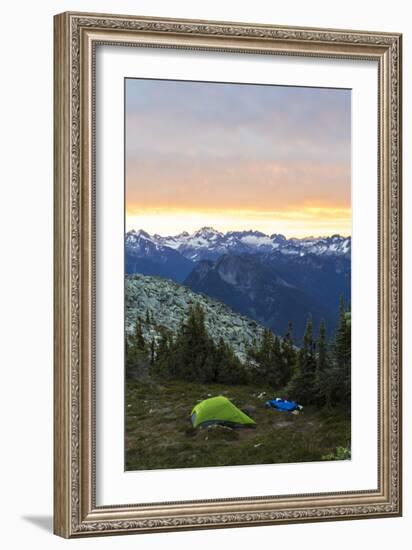 Morning Camp In The North Cascades Of Washington During A Summer Backpacking Trip-Hannah Dewey-Framed Photographic Print