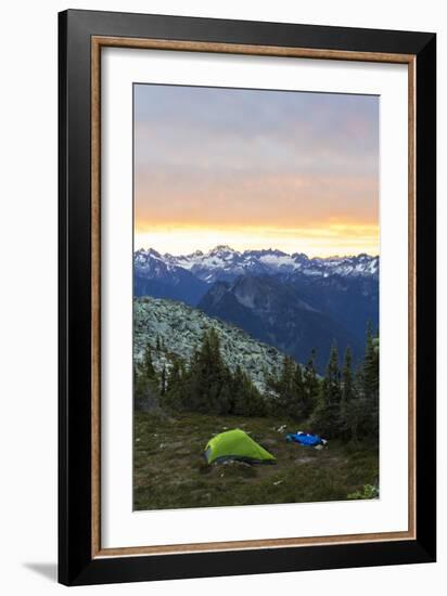 Morning Camp In The North Cascades Of Washington During A Summer Backpacking Trip-Hannah Dewey-Framed Photographic Print