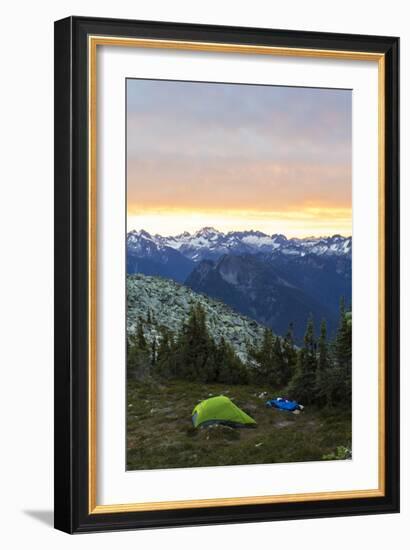 Morning Camp In The North Cascades Of Washington During A Summer Backpacking Trip-Hannah Dewey-Framed Photographic Print