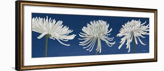 Morning Chrysanthemums V Indigo-Kathrine Lovell-Framed Art Print