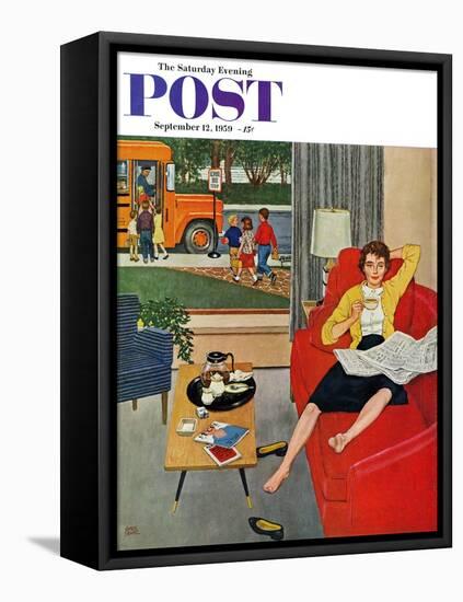 "Morning Coffee Break" Saturday Evening Post Cover, September 12, 1959-Amos Sewell-Framed Premier Image Canvas