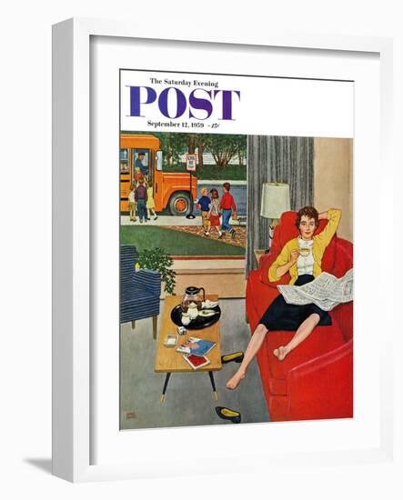 "Morning Coffee Break" Saturday Evening Post Cover, September 12, 1959-Amos Sewell-Framed Giclee Print