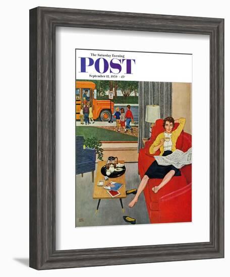 "Morning Coffee Break" Saturday Evening Post Cover, September 12, 1959-Amos Sewell-Framed Giclee Print