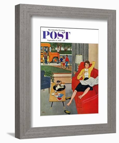 "Morning Coffee Break" Saturday Evening Post Cover, September 12, 1959-Amos Sewell-Framed Giclee Print