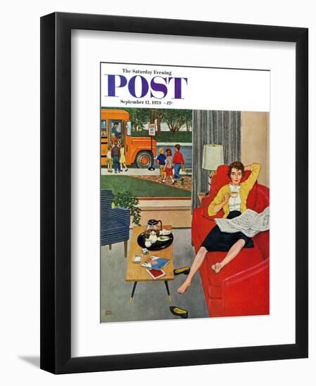 "Morning Coffee Break" Saturday Evening Post Cover, September 12, 1959-Amos Sewell-Framed Giclee Print