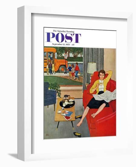 "Morning Coffee Break" Saturday Evening Post Cover, September 12, 1959-Amos Sewell-Framed Giclee Print