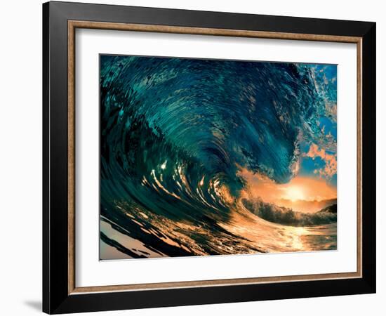 Morning Color - Hawaiian Breaking Wave-Willyam Bradberry-Framed Art Print