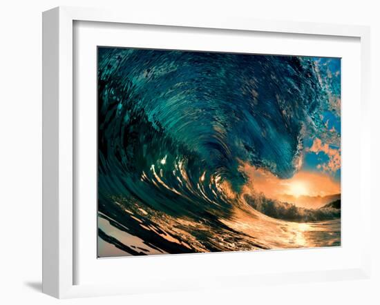 Morning Color - Hawaiian Breaking Wave-Willyam Bradberry-Framed Art Print