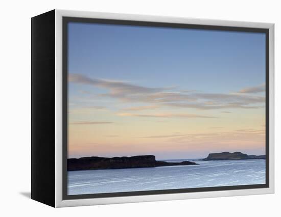 Morning Colours with a View across Loch Bracadale Showing Ardtreck Point and the Island of Oronsay,-Jon Gibbs-Framed Premier Image Canvas