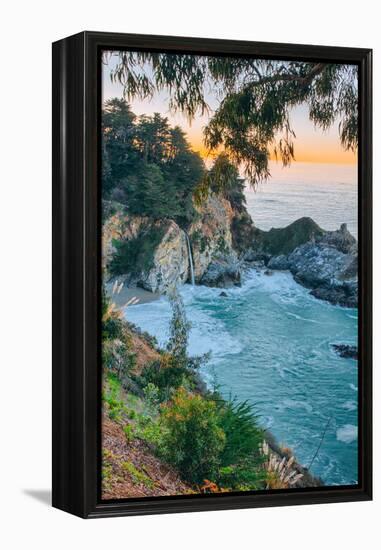 Morning Cove and Waterfall, McWay Falls, Big Sur California Coast-Vincent James-Framed Premier Image Canvas