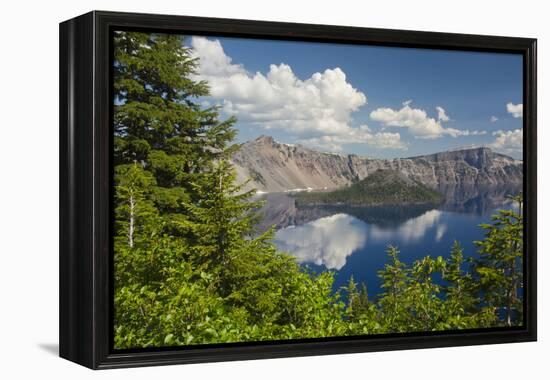 Morning, Crater Lake and Wizard Island, Crater Lake National Park, Oregon, USA-Michel Hersen-Framed Premier Image Canvas
