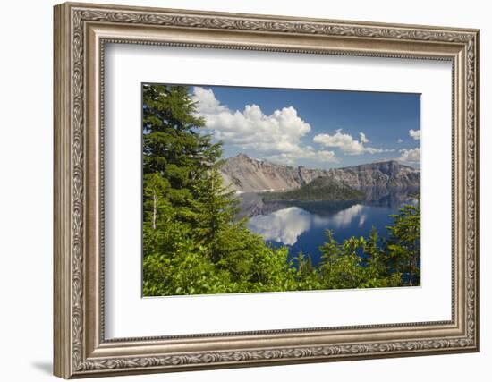 Morning, Crater Lake and Wizard Island, Crater Lake National Park, Oregon, USA-Michel Hersen-Framed Photographic Print