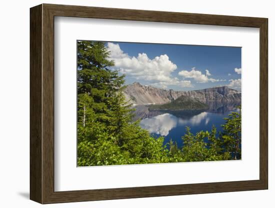 Morning, Crater Lake and Wizard Island, Crater Lake National Park, Oregon, USA-Michel Hersen-Framed Photographic Print