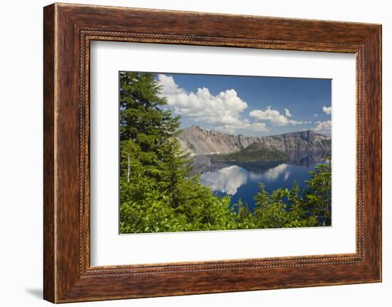 Morning, Crater Lake and Wizard Island, Crater Lake National Park, Oregon, USA-Michel Hersen-Framed Photographic Print