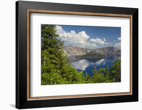 Morning, Crater Lake and Wizard Island, Crater Lake National Park, Oregon, USA-Michel Hersen-Framed Photographic Print