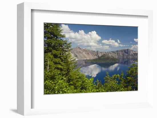 Morning, Crater Lake and Wizard Island, Crater Lake National Park, Oregon, USA-Michel Hersen-Framed Photographic Print