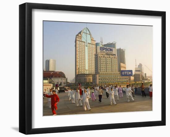 Morning Exercise, the Bund, Huangpu, Shanghai, China-Jochen Schlenker-Framed Photographic Print