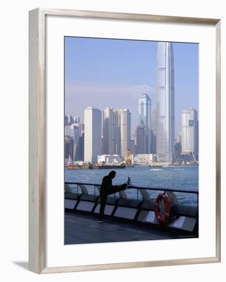 Morning Exercise, Victoria Harbour and Two Ifc Tower, Hong Kong, China-Amanda Hall-Framed Photographic Print