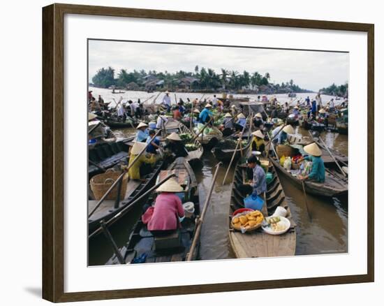 Morning Floating Market, Phung Heip, Mekong Delta, Vietnam-Gavin Hellier-Framed Photographic Print